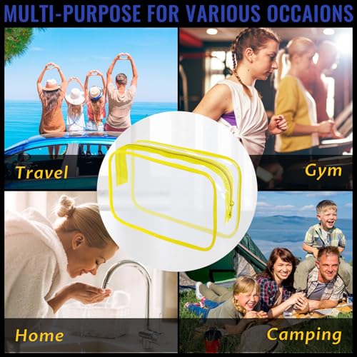 16 Pieces Clear Makeup Bag PVC Zippered Clear Toiletry Carry Pouch Portable Cosmetics Bag Waterproof Makeup Bag Vinyl Plastic Organizer Case for Travel Vacation Bathroom