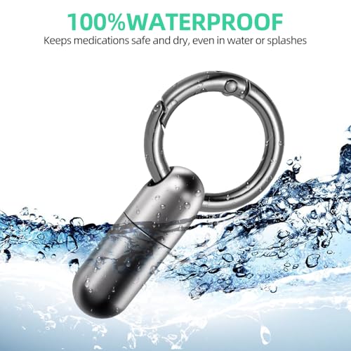Titanium Keychain Pill Holder Waterproof Lightweight Portable Pocket Mini Pill Case for Emergency Medicine Travel Fits Daily Purse Wallet Small Pill Box Containers