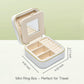 TAIMY Travel Jewelry Case,Small Plush Velvet Travel Jewelry organizer,Portable Mini Travel Jewelry Boxes for Rings Earrings Necklaces Bracelets(White,with Mirror)