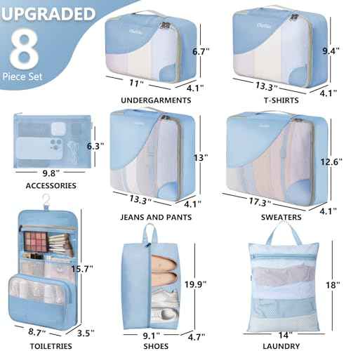 8 Set Packing Cubes for Travel (8 Count)