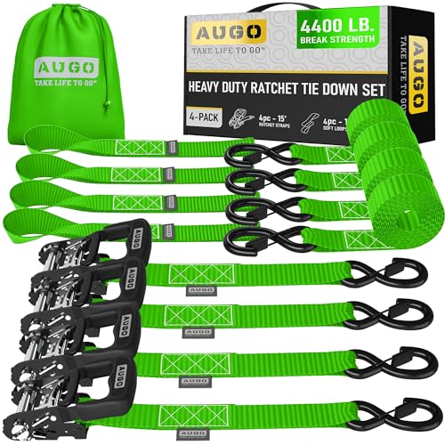 Heavy Duty Ratchet Straps & Soft Loops (4 Count)