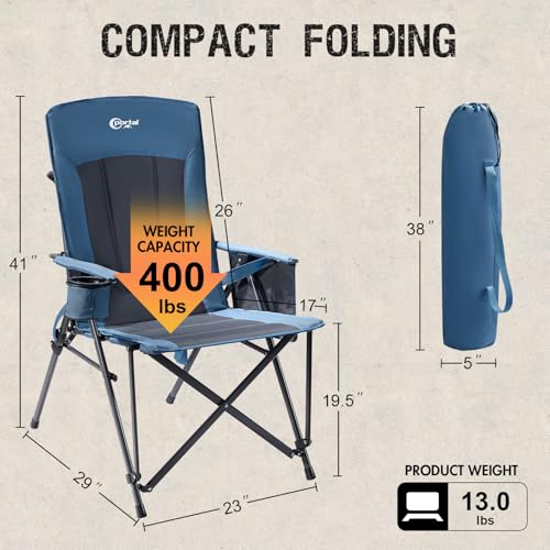 Camping Chair with Lumbar Support for Adults Folding Portable High Back Oversized