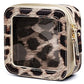Small Makeup Bag for Purse Accessories Women Clear Cosmetic Mini Pouch Car Essentials Bag Leopard Print Clear Leather Make Up Travel Bag Organizer with Zipper Cute Compact Cheetah Little Toiletry Bag