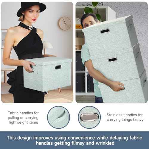 Storage Bins with Lids Fabric Closet Organizers Cubes Office Organization (3 Count)