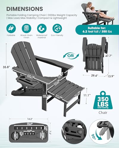 Folding Adjustable Adirondack Chair with Footrest