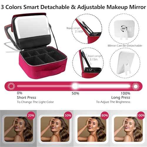 Travel Makeup Bag Cosmetic Bag Makeup Organizer Bag with Lighted Mirror