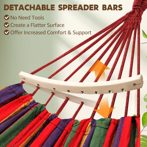 Cotton Hammock 8.9x4.9ft Holds Up to 660lbs Prevents Side