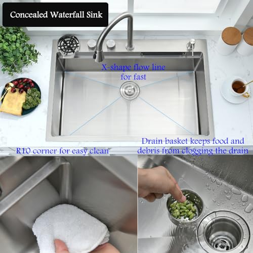 33x19 Drop In Kitchen Sink with Faucet Combo