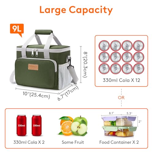 Medium Lunch Bag (Gray & Green / Medium(9L))