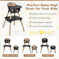 High Chair 5 in 1 Convertible Highchair for Babies & Toddlers