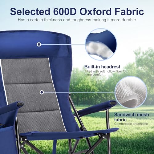 Oversized Camping Chairs High Back Heavy Duty Lawn Chair 500LBS