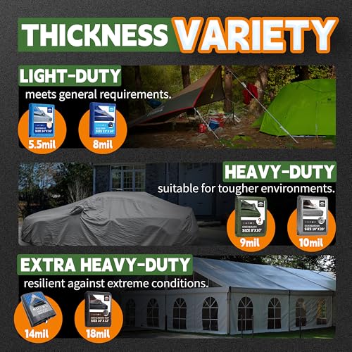 6x8 Feet Tarps Heavy Duty Waterproof