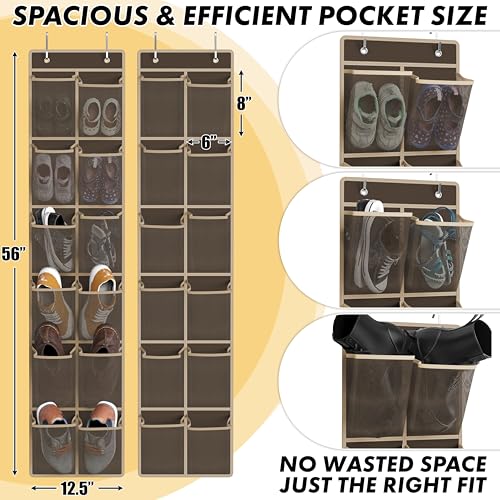 12 Pockets Large Over Door Shoe Organizer (2 Count)