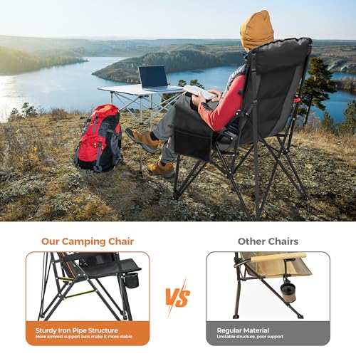 Heavy Duty 550LBS Padded Camping Chairs with Lumbar Support (2 Count)