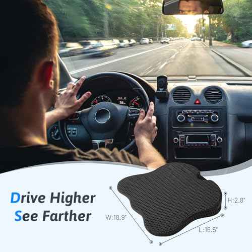Wedge Car Seat Cushion for Better Visibility & Sciatica Pain Relief
