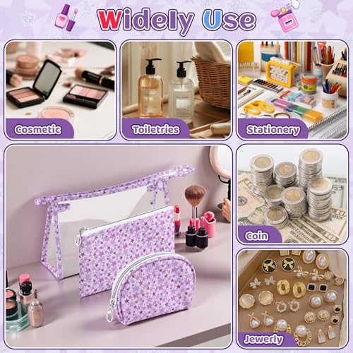 3 Pieces Purple Makeup Bags (3 Count)