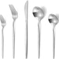 Matte Silverware Set, VANVRO 20-Piece Stainless Steel Flatware Set, Satin Finish tableware Cutlery Set, Service for 4, Home and Restaurant, Dishwasher Safe