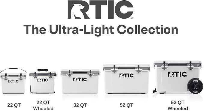 RTIC 52 Quart Ultra-Light Wheeled Hard Cooler Insulated Portable Ice Chest Box for Beach, Drink, Beverage, Camping, Picnic, Fishing, Boat, Barbecue, 30% Lighter Than Rotomolded Coolers