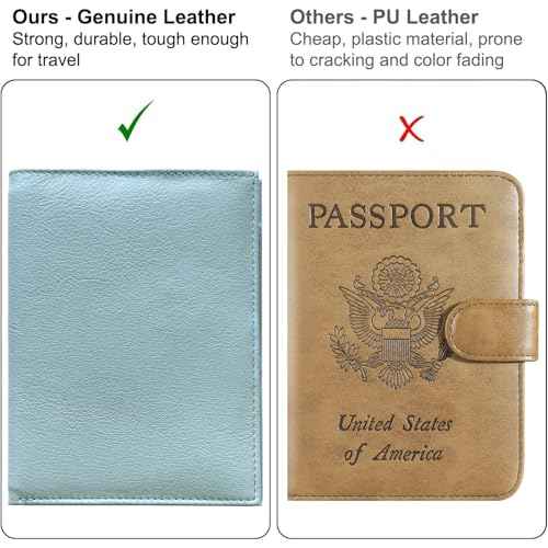 Deluxe Personalized Monogrammed Chambray RFID Leather Passport Wallet