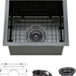 ARTLINE 15 x 15 Inch Black Drop in Bar Sink, Stainless Steel Single Bowl Kitchen Sink, Small Topmount 9 Inch Deep Wet Bar sink for Outdoor Prep RV Yard Laundry Utility with Dish Grid & Drain
