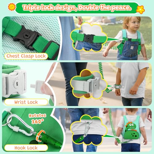 3 in 1 Toddler Harness Leash with Key Lock for Boys Girls