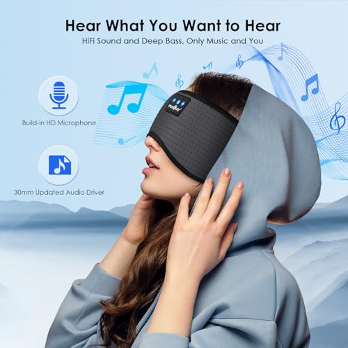 Sleep Headphones Bluetooth 5.4 Sleep Mask with HD Sound