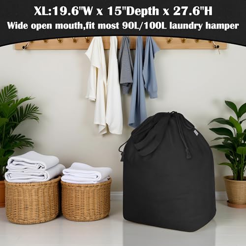 Canvas Laundry Bags with Handles & Rectangular Base