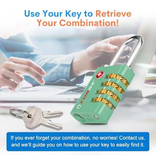 Dual-Opening: Key or Combination Access Lock, TSA Approved Locks for Luggage, Pelican case, Travel, Gym, School, Stainless Steel Shackle. (Multi Color, 4 Pk) (4 Count)