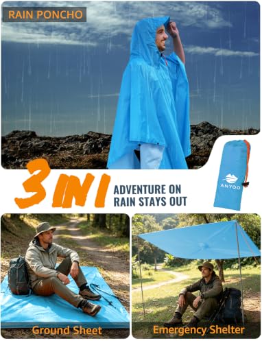 Hooded Rain Poncho for Adult Waterproof Lightweight Raincoat