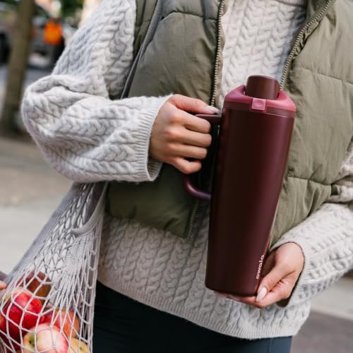 FreeSip Tumbler Stainless Steel Water Bottle 30 oz Black Cherry