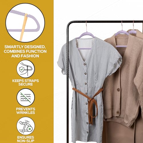 Premium Velvet Hangers 50 Pack Ultra Thin Non Slip Adult Felt Space Saving Suit Hanger for Closet Heavy Duty Coat Pants Jackets Dress Hangers 360° Swivel Hook Hold Upto 10 lbs Purple Hangers (50 Count)