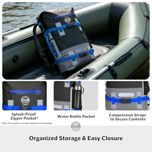 30/40/55L Waterproof Dry Backpack & Phone Case - Large Floating Dry Bag for Kayaking, Travel, Hiking, Fishing, Camping, Motorcycles & Beach, Heavy-Duty Roll Top Men/Women (Black/Grey/Blue)