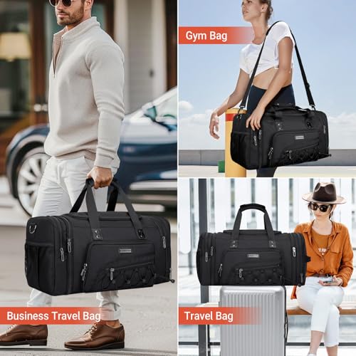 Mens Duffle Bag Expandable 50L Travel Gym with Shoe Compartment
