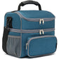 Double Layer Cooler Insulated Lunch Bag Adult Lunch Box Large Tote Bag for Men (Lake Blue)
