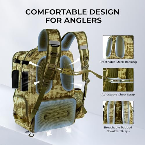 BaitSpace Fishing Backpack with Bait Binder & 2 Rod Holders