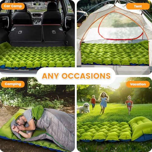 4in Ultralight Camping Sleeping Pad with Pillow and Foot Pump