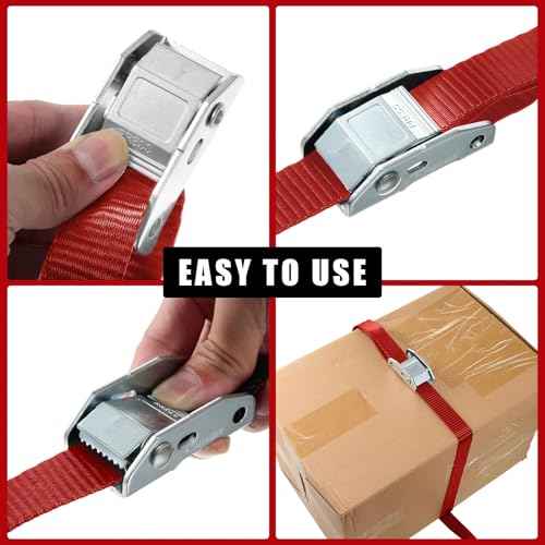 16 Pcs Cambuckle Tie Down Straps 1763lbs Break Strength Securing Straps 1'' x 15 ft Cambuckle Tie Downs with S Hook for Motorcycle (16 Count)