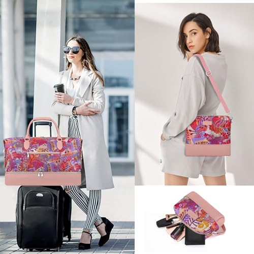 Weekender Bag for Women 21.5" Travel Duffel Large Carry On Bag 3PCS (3 Count)