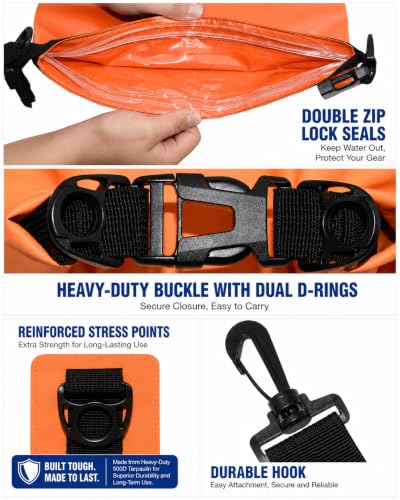 Waterproof Dry Bag with Double Zip (3 count)