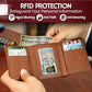 Leather Trifold Wallets For Men with ID and RFID Blocking Crafted with Buffalo Top Grain Cowhide Premium Leather with Tight Stitching
