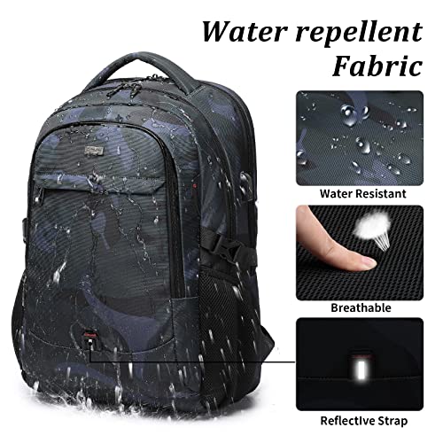 17 Inch Travel Laptop Backpack Water Resistant Hiking Backpack for Men Laptop Bag with USB Charging Port