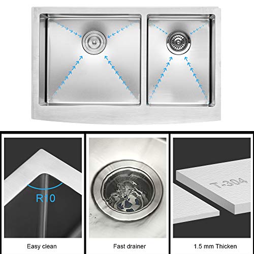 33 Inch Farmhouse Sink Double Bowl 60