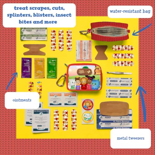 KeepGoing Daniel Tiger’s Small Travel First Aid Kit Kids (60 Count)