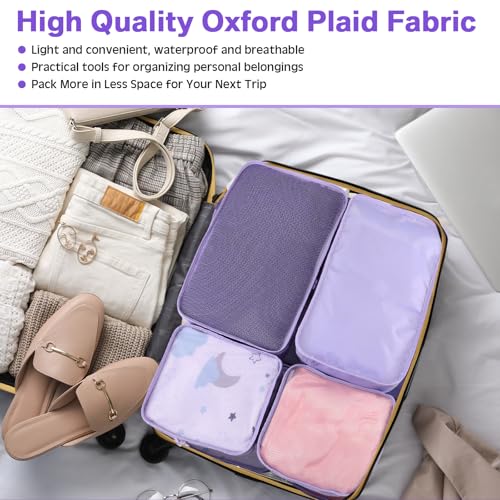 2 Packs 6 Set Travel Packing Cubes Luggage Organizer Set Lightweight Suitcase with Shoe Bag for Clothes Toiletries (2 Count)