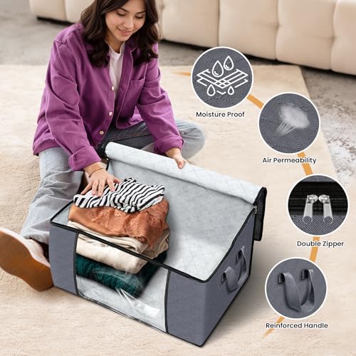 10 Pack Storage Bags for Clothes Blanket Storage Bins with Lids (10 Count)