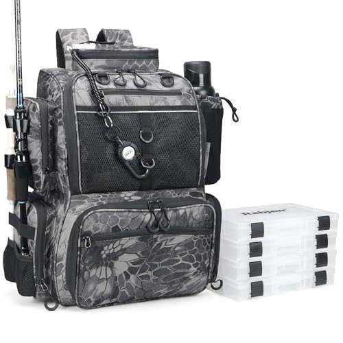 Fishing Tackle Backpack with Rod Holders
