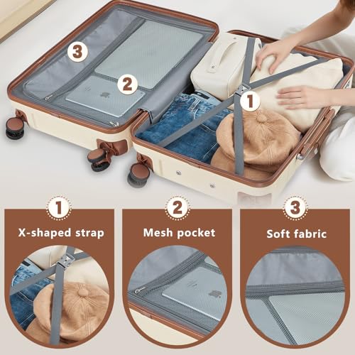 Luggage Sets with TSA Lock Hardside PC+ABS Carry On expandable Suitcase with Spinner Wheels Lightweight Rolling Travel Luggage Sets with YKK