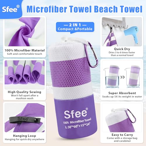 2 in 1 Microfiber Oversized Beach Towel (2 Count)
