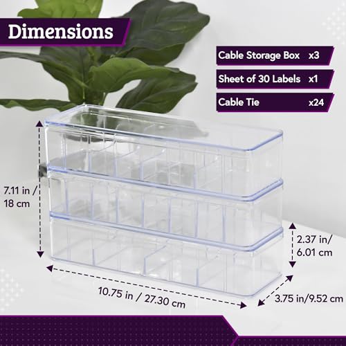 Set of 3 Cable Organizer Box W (3 Count)