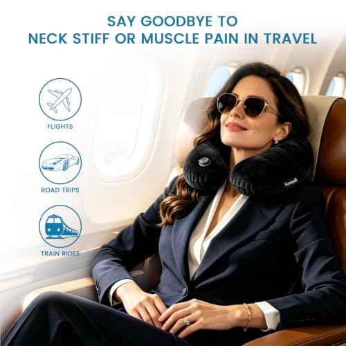Inflatable Travel Neck & Shoulder Pillow for Airplanes & Long Trips